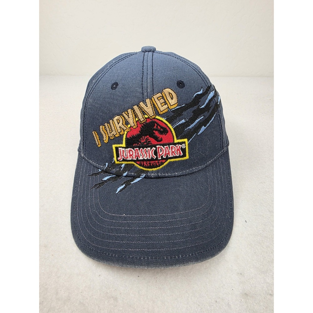 Vintage Universal Studios Jurassic Park Hat I Survived Scratch Ombré Blue Kids